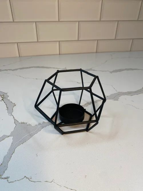 Small Round Black Geo Tealight Holder