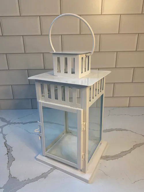 Medium White Metal Lantern
