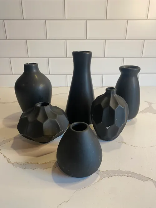 Assorted Black Ceramic Bud Vases