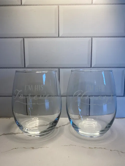 His & Hers Stemless Wine Glass Set of 2