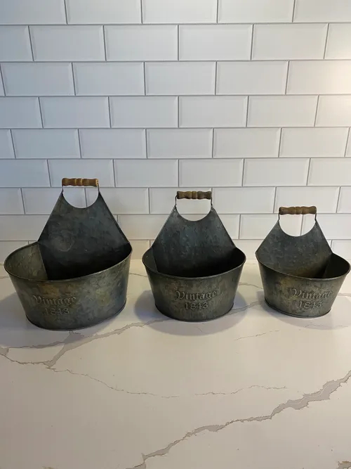 Set of 3 Galvanized 