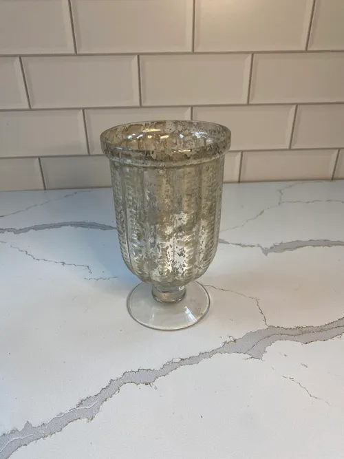 Medium Silver Pedestal Cup Votive Candleholder