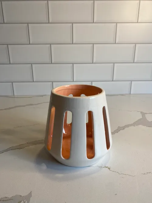 Modern White with Peach Modern Votive Holder