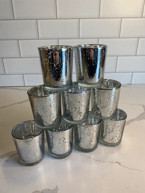 Set of 18 Silver Mercury Glass Tealights