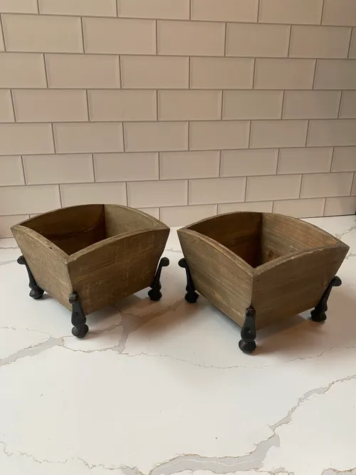 Set of 2 Wood Containers