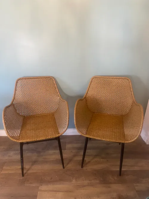 Set of 2 Wicker Weaved Chairs