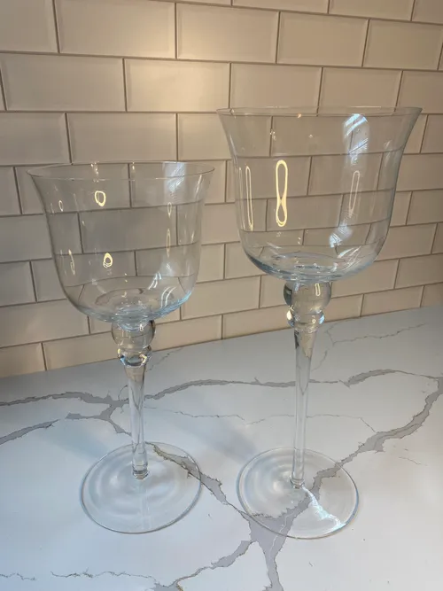 Set of 2 Large Pedestal Wide Candleholders