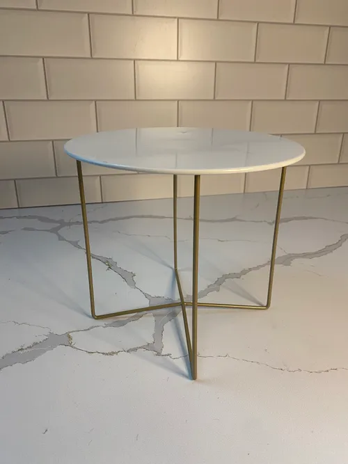 Tall Modern White with Gold Dessert Stand