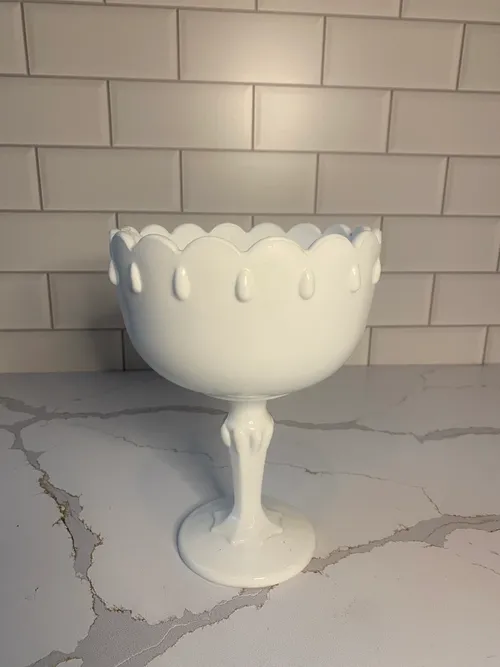 Medium White Teardrop Compote
