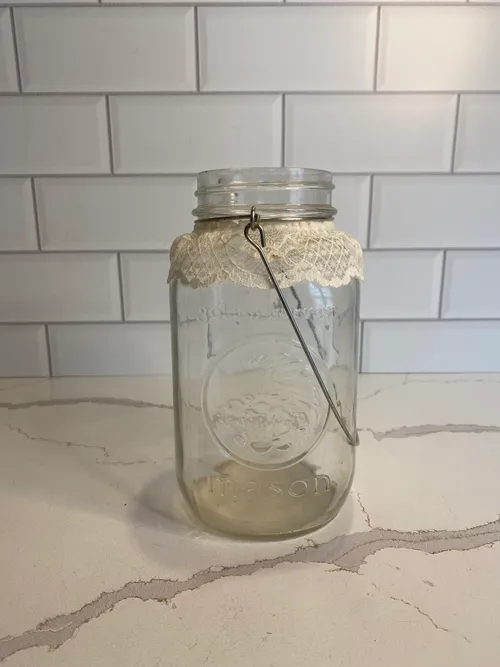 Hanging Glass Jar with Lace