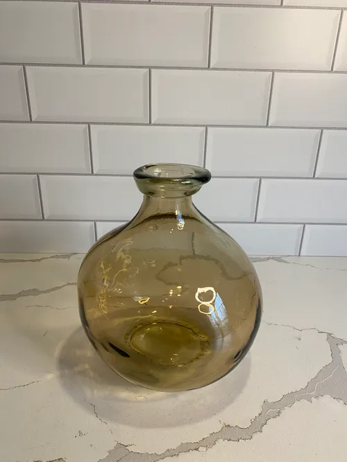 Small Blown Glass Amber Bottle Vase