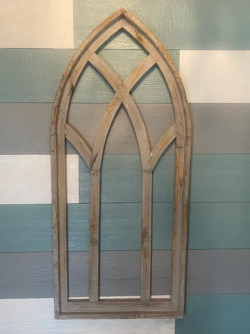 Grey Washed Cathedral Wood Window