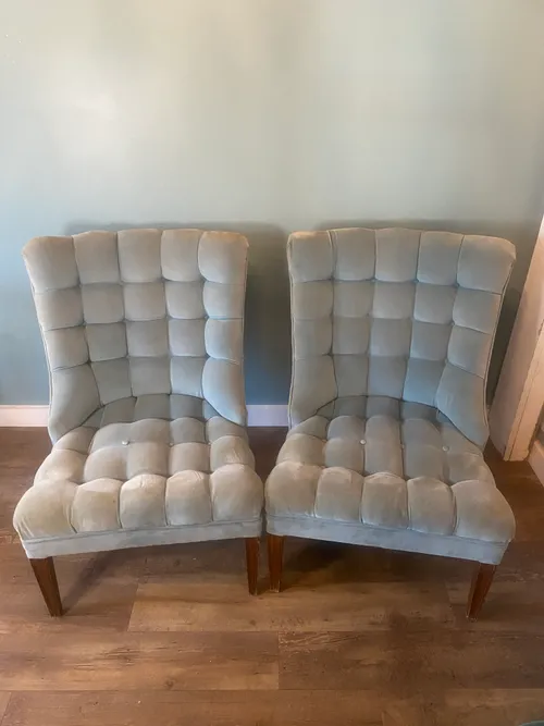 Set of 2 Tufted Blue Side Chairs