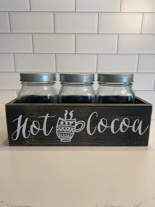 Hot Cocoa Box with 3 Glass Jars