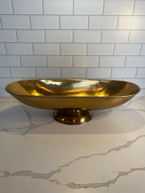Large Gold Oblong Pedestal Bowl