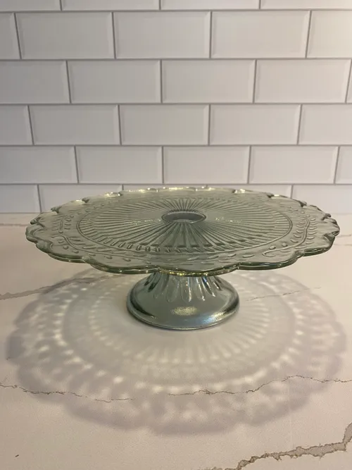 Medium Green Glass Cake Stand