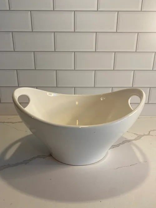 Medium Modern White Bowl with Handles