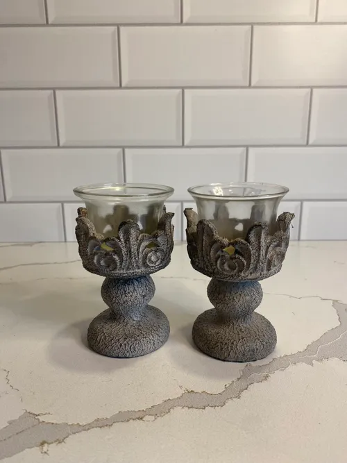 Set of 2 Metal Garden Mini Tealight Holders