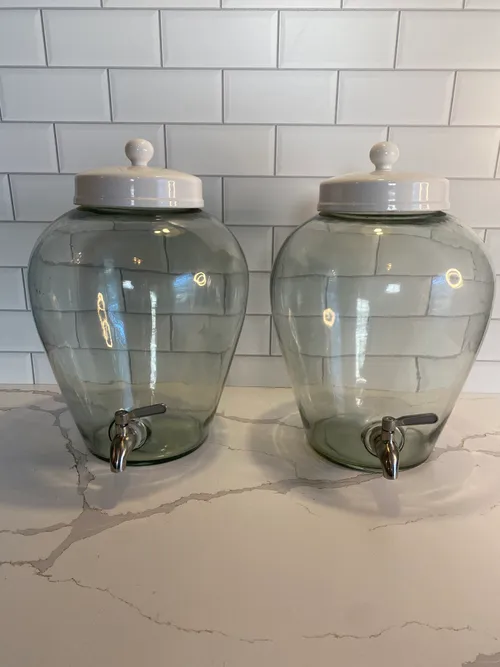 Glass with White Top Dispenser