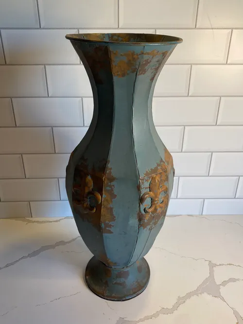 Large Blue Metal Vase