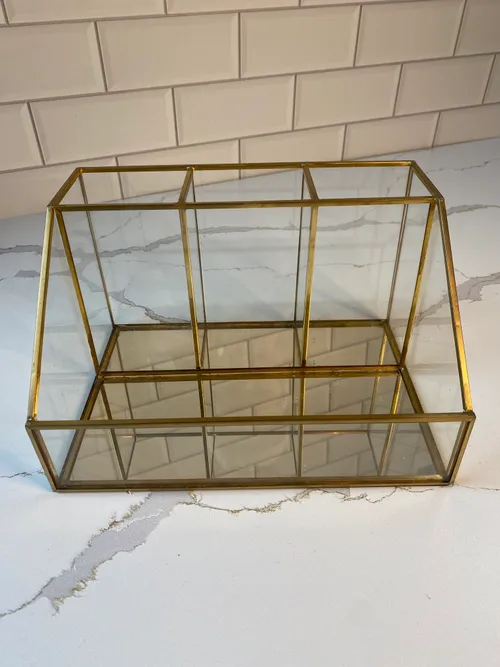 4 Compartment Gold and Glass Container