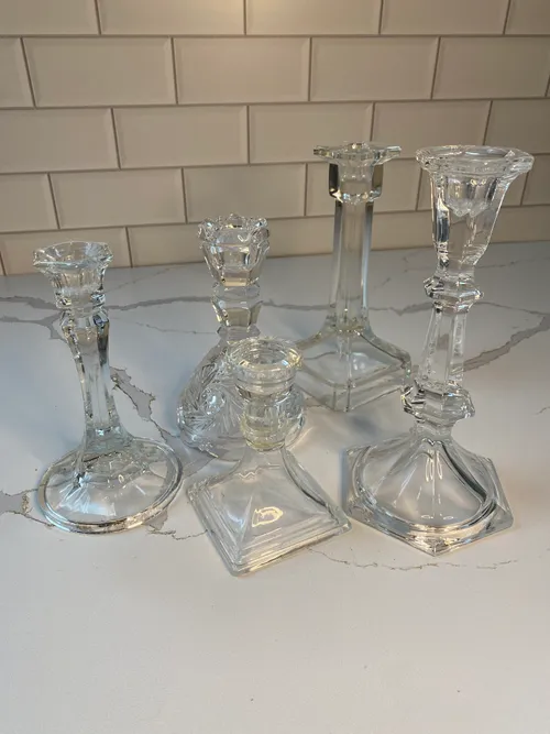Assorted Glass Taper Candleholders
