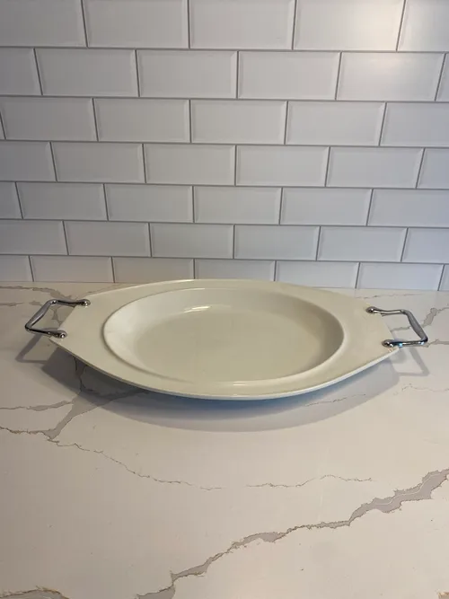 White with Silver Handle Platter