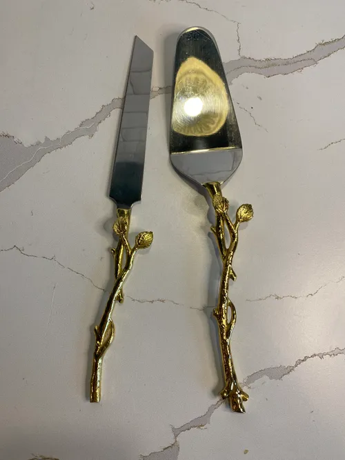 Gold Twig Cake Knife & Server
