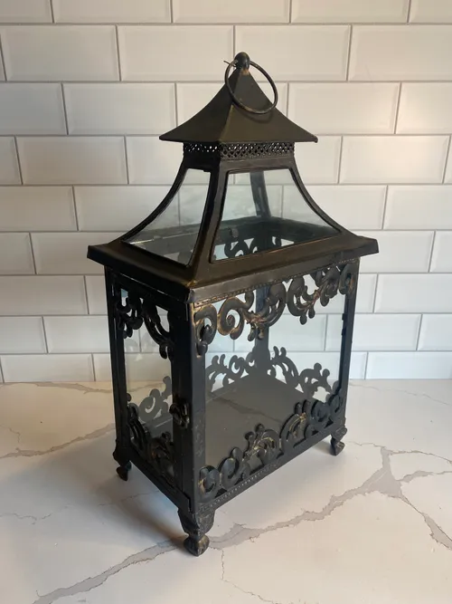 Black Ornate Distressed Lantern