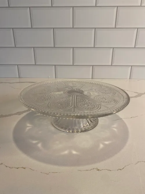 Small Embossed Glass Cake Stand