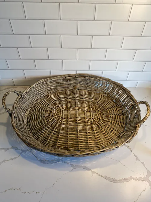 Large Grey Oval Woven Tray