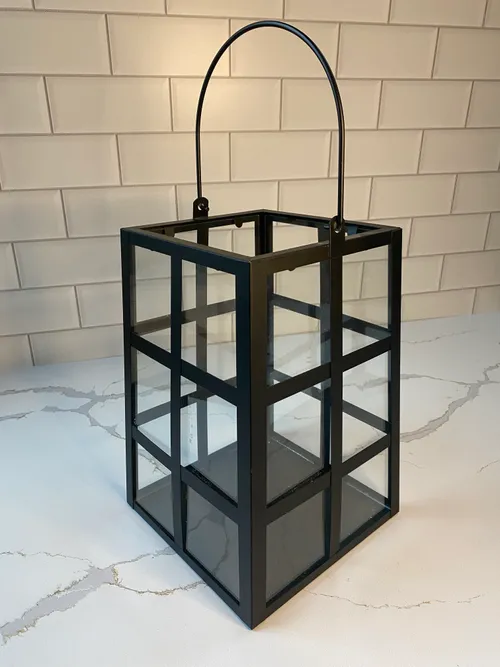 Medium Black and Glass Box Lantern