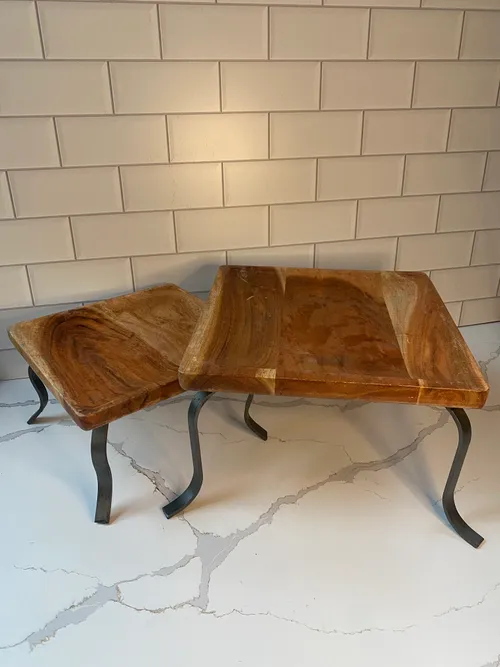Set of 2 Wood with Metal Risers