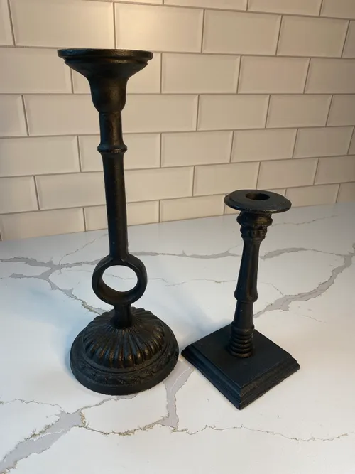 Set of 2 Black Iron Taper Candleholders