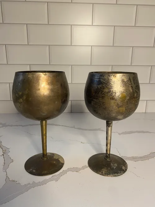 Set of 2 Brass Goblets