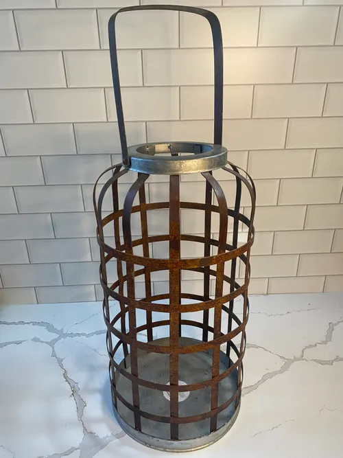 Tall Galvanized and Rust Candle Holder