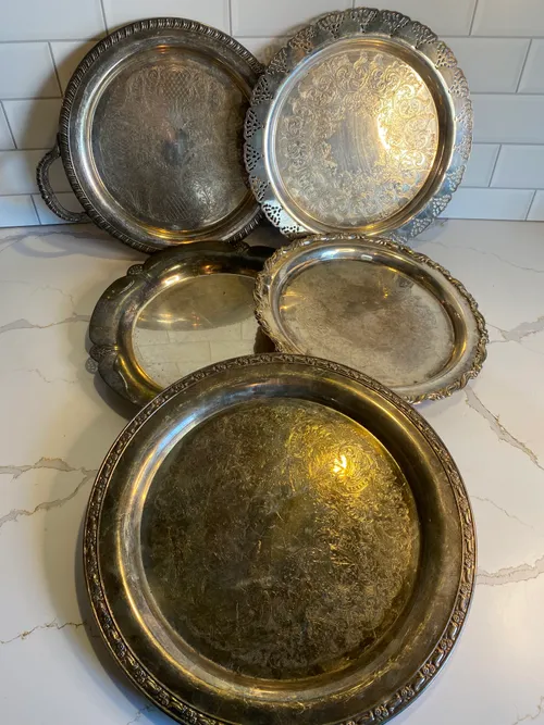 Assorted Tarnished Silver Trays