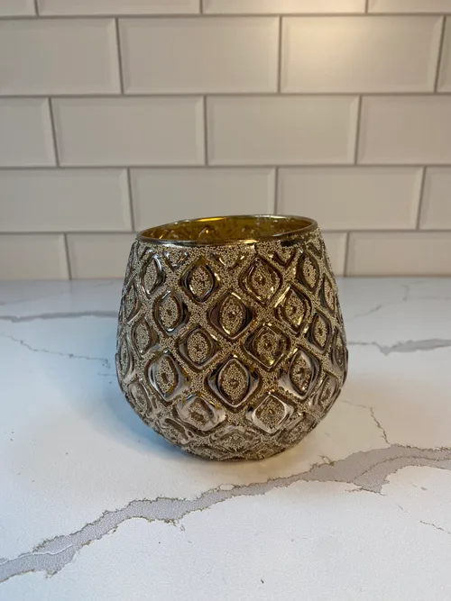 Gold Diamond Embossed Votive Candleholder