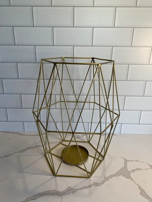 Tall Gold Geo Metal Lantern