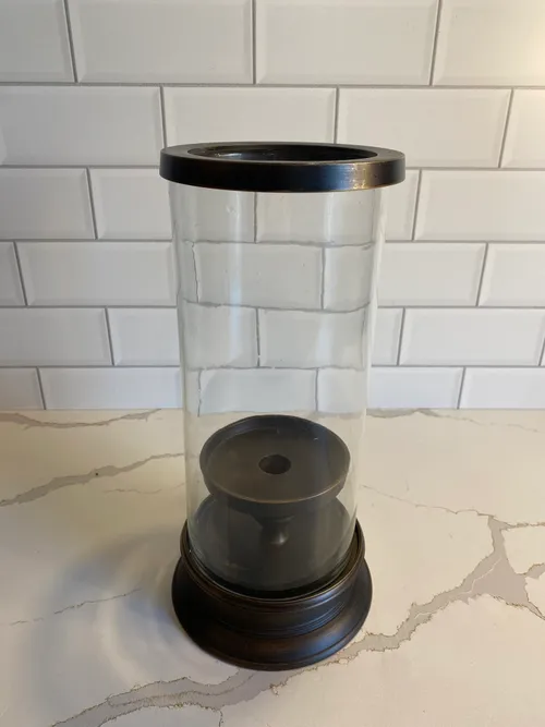 Bronze Taper/Candleholder with Hurricane