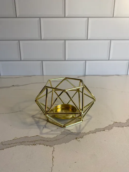Small Geo Gold Metal Tealight Holder