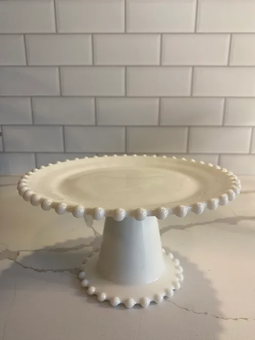 Small White Hobnail Cake Stand