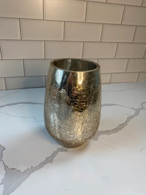 Medium Gold Crackle Glass Vase
