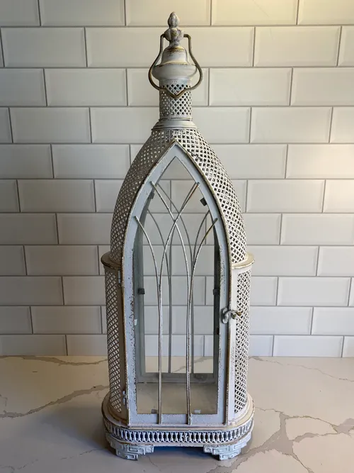 White Metal Cathedral Lantern