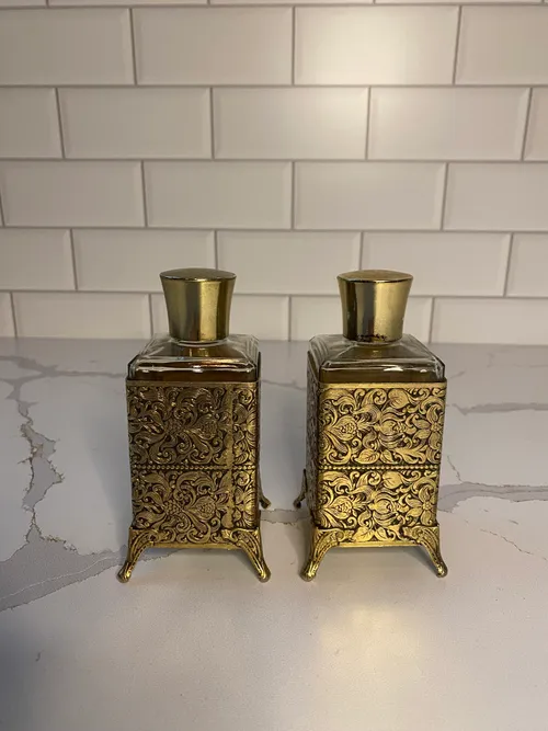 Set of 2 Brass Perfume Bottles