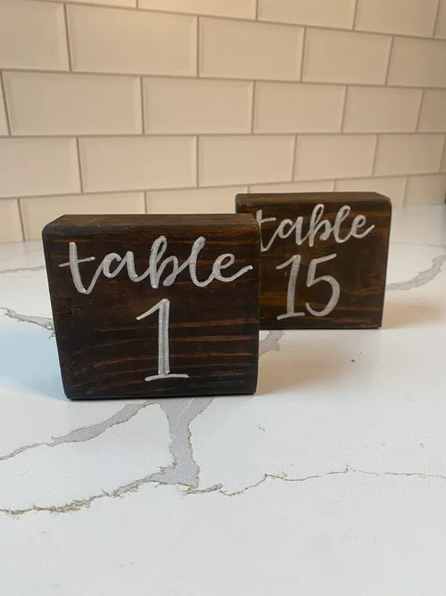 Wood Block Script Table Numbers