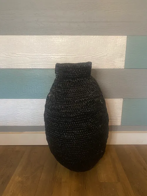 Large Black Wicker Vase