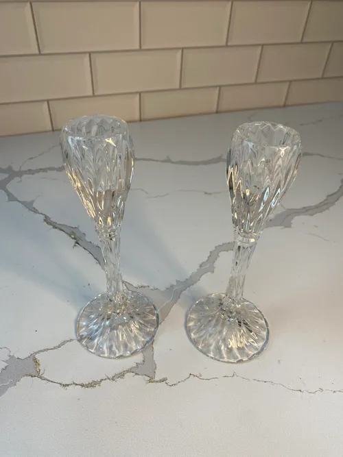 Set of 2 Glass Taper Candleholders