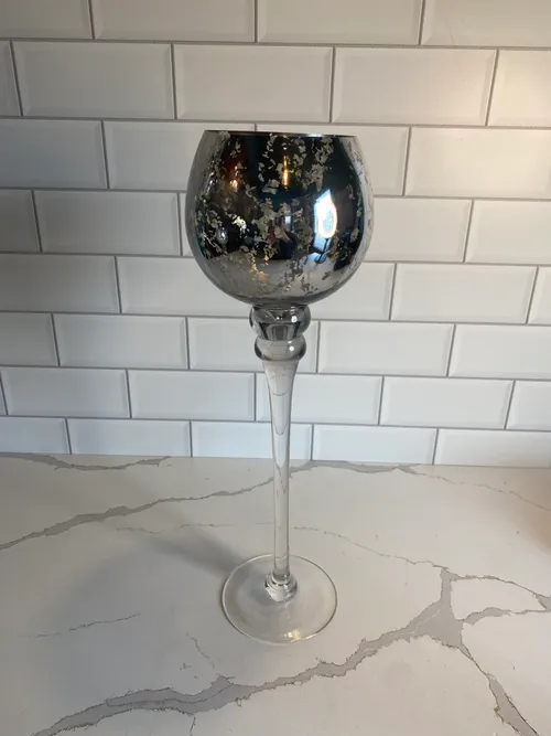 Dark Smokey Pedestal Candleholder
