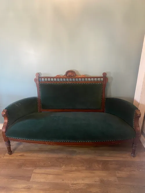 Green Velvet Vintage Settee